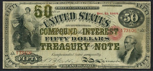 Fr.0192b 1864 $50 Compound Interest Treasury Note   (Sold)